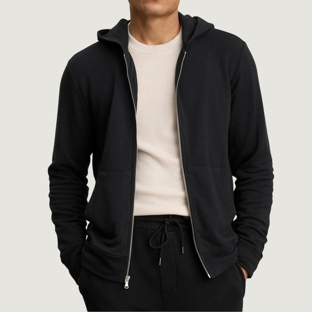 Velvet by Graham & Spencer Zip Up Hoodie Navy Blue Medium